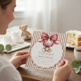 Beary Cute Teddy Bear Bow Baby Shower Kaart