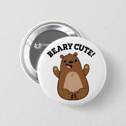 Beary Cute Teddy Bear Pun Ronde Button 5,7 Cm (Voorkant /achterkant)
