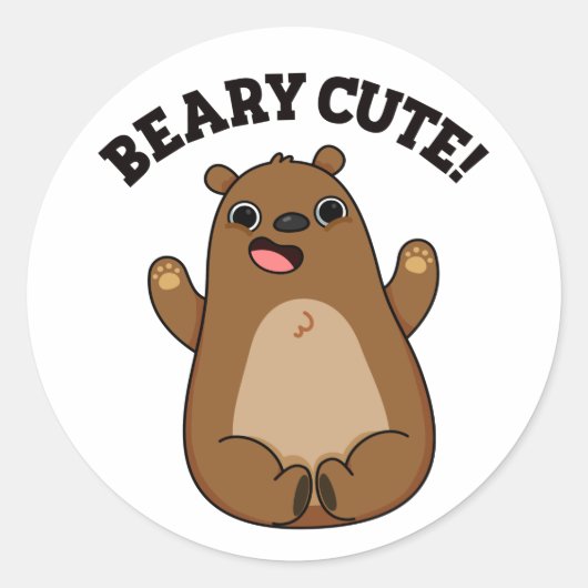 Beary Cute Teddy Bear Pun Ronde Sticker (Voorkant)