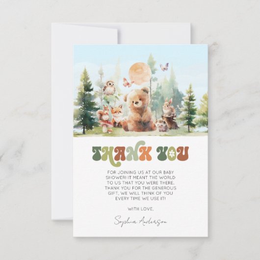 Beary Cute Woodland Baby shower Bedankkaart (Voorkant)