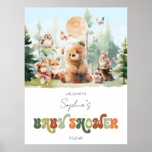 Beary Cute Woodland Baby shower Welkom Poster
