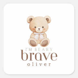 beary dapper kinderkanker zieke kinderen aangepast vierkante sticker