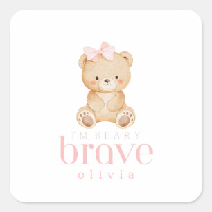 beary dappere kinderkanker zieke kinderen aangepas vierkante sticker