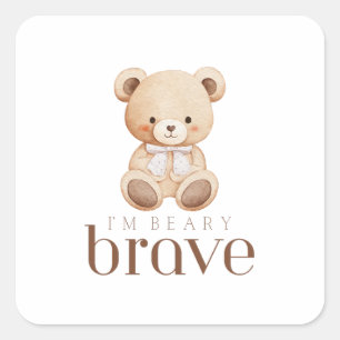 beary dappere kinderkanker zieke kinderen knuffelb vierkante sticker