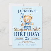 Beary eerste jongens verjaardag schattige teddy bl kaart (Voorkant)