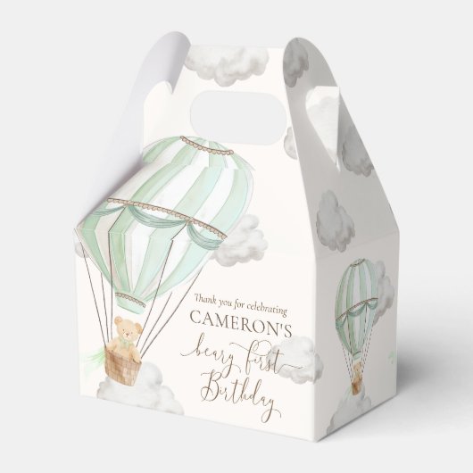 Beary eerste Teddy Bear Hete Luchtballon Verjaarda Bedankdoosjes (Achterkant)