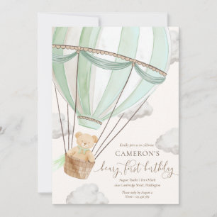 Beary eerste Teddy Bear Hete Luchtballon Verjaarda Kaart