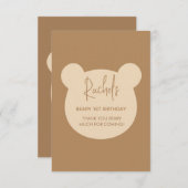 Beary Eerste Verjaardag Dank u kaart (Voorkant / Achterkant)