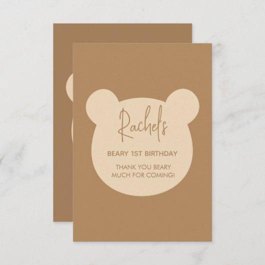 Beary Eerste Verjaardag Dank u kaart (Voorkant / Achterkant)