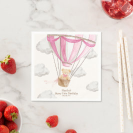 Beary Eerste Verjaardag Teddy Bear Hete Luchtballo Servet
