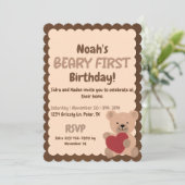 Beary eerste verjaardag uitnodiging (Staand voorkant)