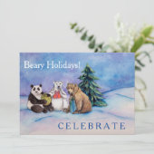 Beary Feestdagen Custom Open House Invitation Kaar Kaart (Staand voorkant)