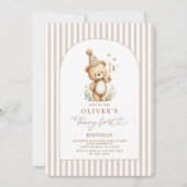 Beary First Birthday Boy Invitation (Devant)