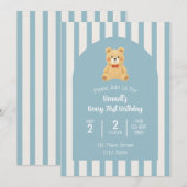 Beary First Birthday Invitation (Devant / Derrière)