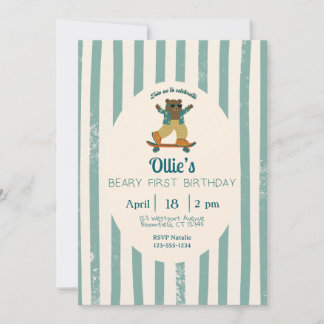 Beary First Birthday Party Invitation