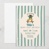 Beary First Birthday Party Invitation (Devant / Derrière)