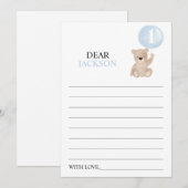 Beary First Birthday Time Capsule Message Card Feestdagenkaart (Voorkant / Achterkant)