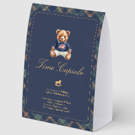 Beary First Plaid Teddy Bear Time Capsule Sign