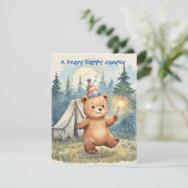 Beary Happy Camper Digitale Download Uitnodiging (Staand voorkant)