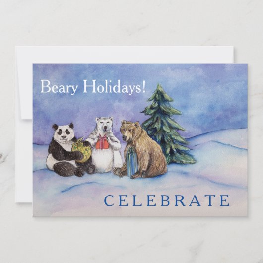Beary Holidays Custom Open House Invitation Cartes (Devant)