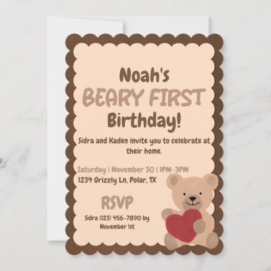 Béary Invitation d'anniversaire (Devant)