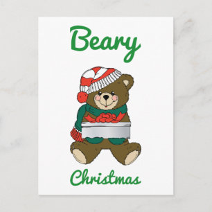 Beary kerst Teddy Bear Merry Kerstwijn Feestdagenkaart