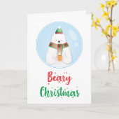 Beary Kerstmis Animal Funny Polar Beer Pun Kaart (Gele Bloem)