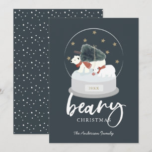 Beary Kerstpoar Beer Snow Wereldbol Holiday Card Kaart