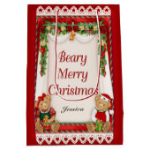 Beary Merry Christmas - Naam aanpassen Medium Cadeauzakje (Achterkant)