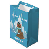 Beary Merry Mountain Kerstmis Medium Cadeauzakje (Voorkant Gekanteld)