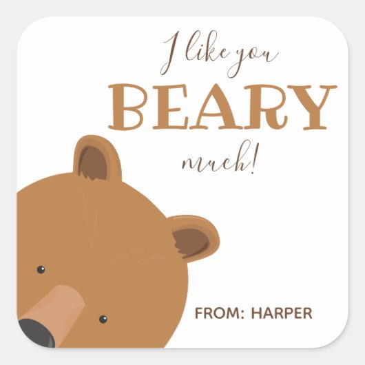 Beary Much Beer Classroom Valentijn Vierkante Sticker (Voorkant)