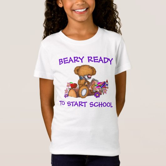 Beary Prêt À Commencer T-Shirt Filles D'École (Devant)