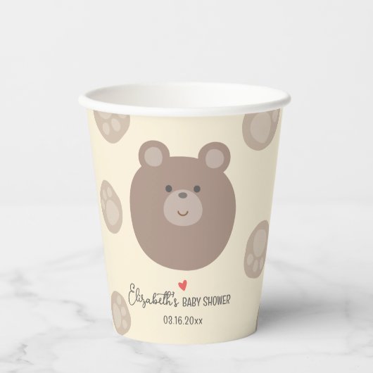 Beary Schattige Bruin Teddy Bear Cub Boy Baby show Papieren Bekers (Voorkant)