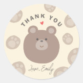 Beary Schattige Bruin Teddy Bear Cub Dank u Ronde Sticker (Voorkant)