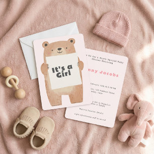 Beary Schattige Het is een meisje Baby shower beer Kaart