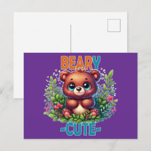 Beary Schattige. Teddy Bear cartoon glimlacht. Gra Briefkaart