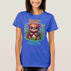 Beary Schattige. Teddy Bear cartoon glimlacht. Gra T-shirt