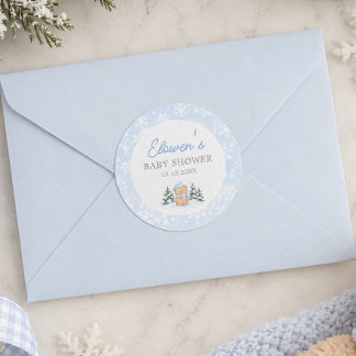 Beary Sneeuwige Winterbeer Baby Shower Ronde Sticker