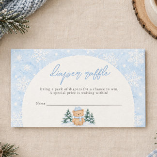 Beary Sneeuwige Winterbeer Luier Raffle Baby Showe Notitiekaartje