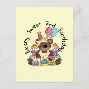 Beary Sweet 2e verjaardag T-shirts en geschenken Briefkaart