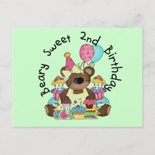 Beary Sweet 2nd Birthday T-shirts en cadeautjes Briefkaart