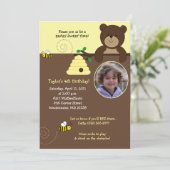 Beary Sweet Bear & Bee 5x7 Invitation d'anniversai (Debout devant)