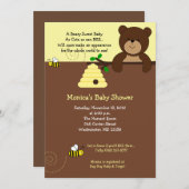 Béary Sweet Bear & Bee Baby shower Invitation (Devant / Derrière)