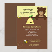 Béary Sweet Bear & Bee Baby shower Invitation (Devant / Derrière)