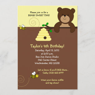 Beary Sweet Beer & Bee 5x7 Birthday Uitnodiging