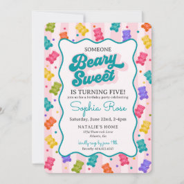 Beary Sweet Candy Gummy Bear Birthday Invitation Kaart