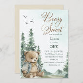 Beary Sweet Invitation d'anniversaire | Pastel (Devant / Derrière)