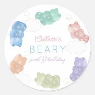 Beary Sweet Pastel Kleuren Gummy Beer Verjaardag Ronde Sticker