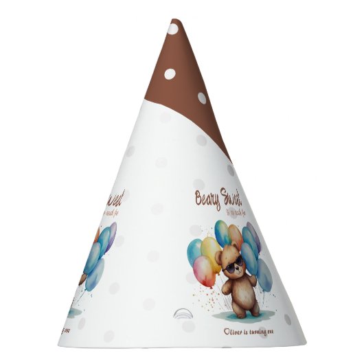 Beary Sweet Teddy beer draagt een bril en ballon Feesthoedjes (Rechts)