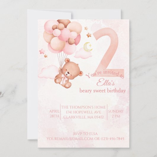 beary zoete Roze boho regenboog waterverf  Kaart (Voorkant)